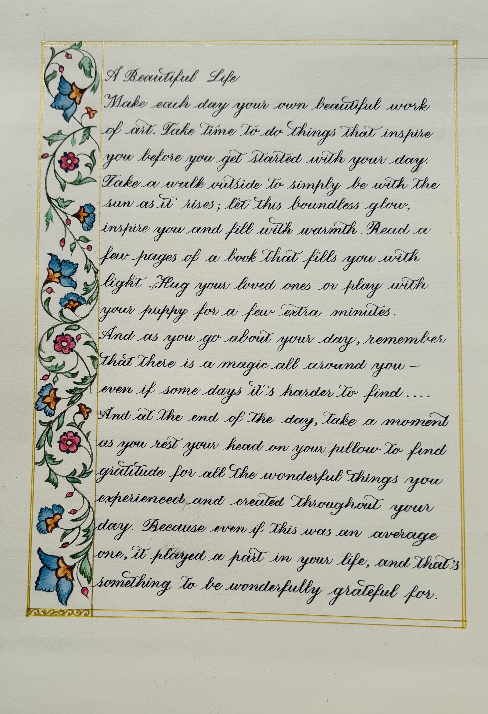 A Beautiful Life — handwritten calligraphy by Deep Ink Letters