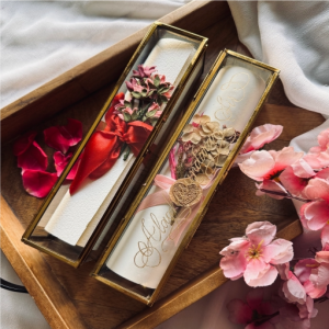 Hand Written Scroll in Glass Box